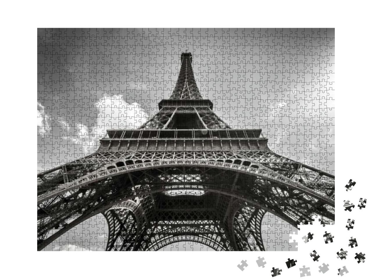 Puzzle 1000 Teile „Eiffelturm Paris, schwarz-weiß“