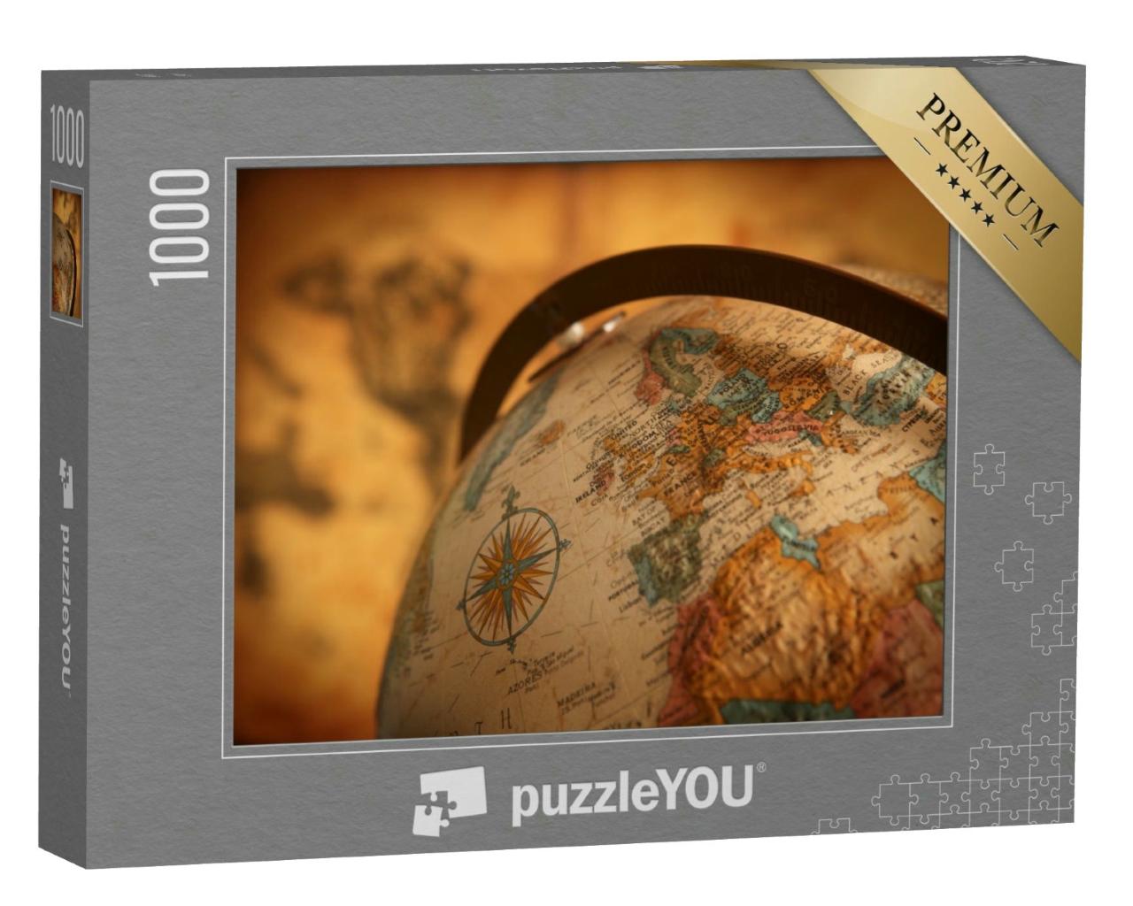 Puzzle 1000 Teile „Nahaufnahme von Europa auf einem Globus“