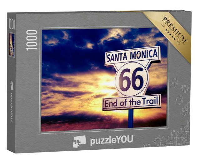 Puzzle 1000 Teile „Route 66: Schild bei Sonnenuntergang“