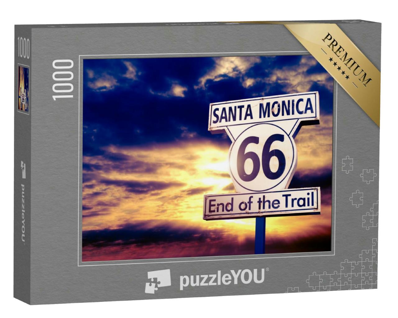 Puzzle 1000 Teile „Route 66: Schild bei Sonnenuntergang“