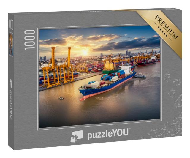 Puzzle 1000 Teile „Logistik und Transport am Containerhafen“