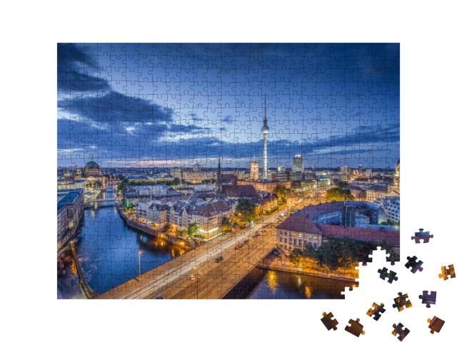 Puzzle 500 Teile „Blick über Berlin am Abend“
