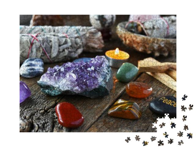 Puzzle 1000 Teile „Nahaufnahme der Chakra-Kristalle“