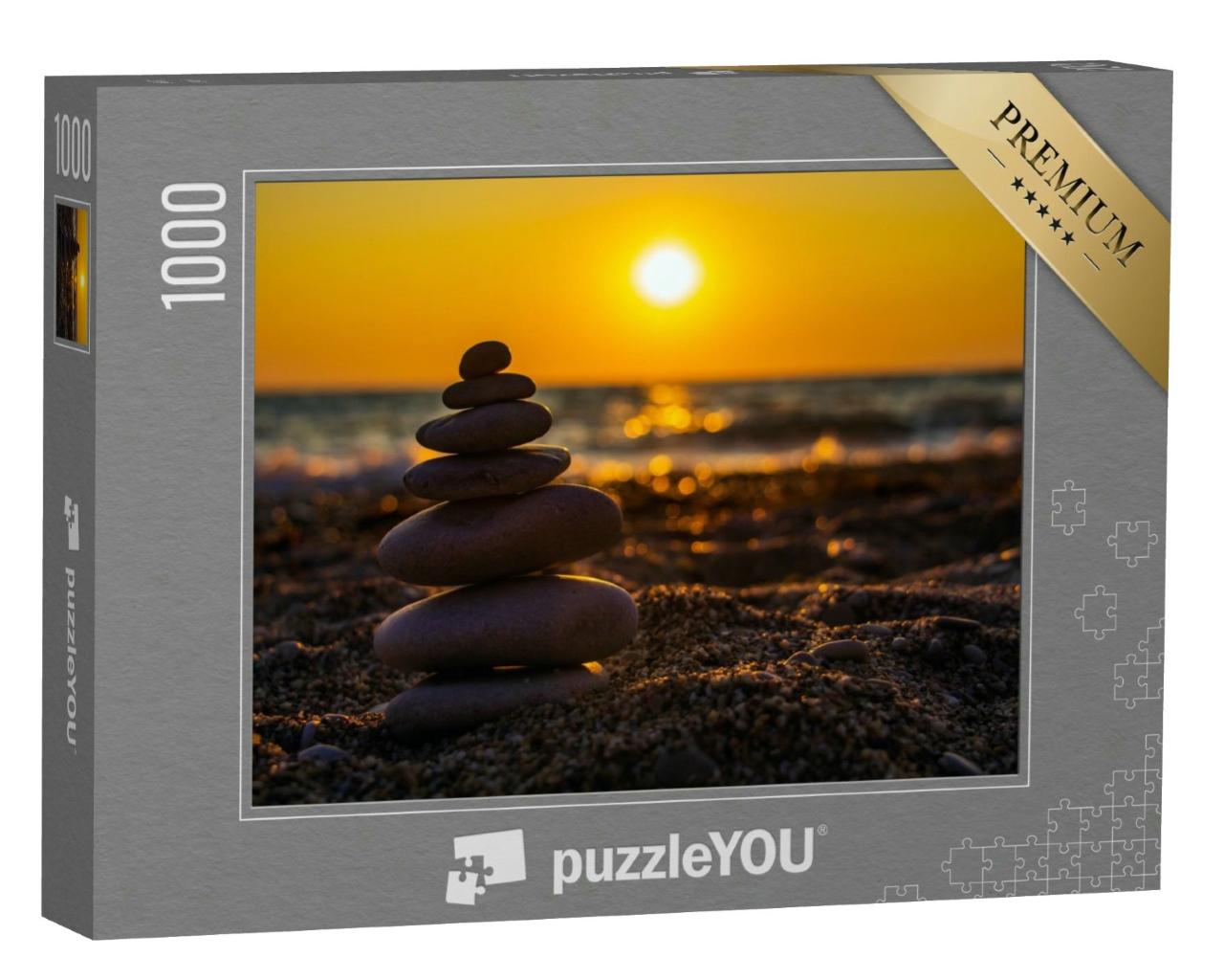 Puzzle 1000 Teile „Harmonie und Meditation: Zen-Steine am Strand“
