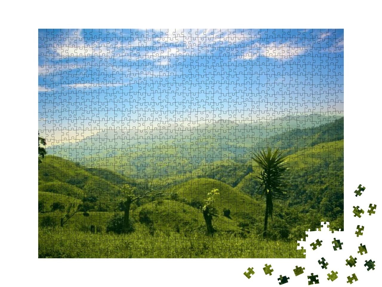 Puzzle 1000 Teile „Grüne Hügel und Berge in Costa Rica“