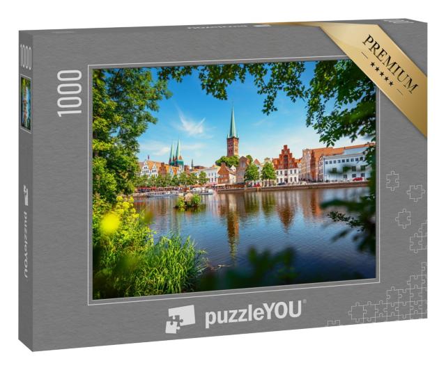 Puzzle 1000 Teile „Blick auf die Hansestadt Lübeck mit der berühmten Marienkirche“