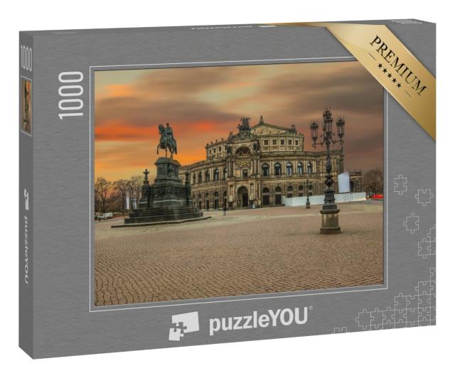 Puzzle 1000 Teile „Semperoper in Dresden, kurz nach Sonnenuntergang“
