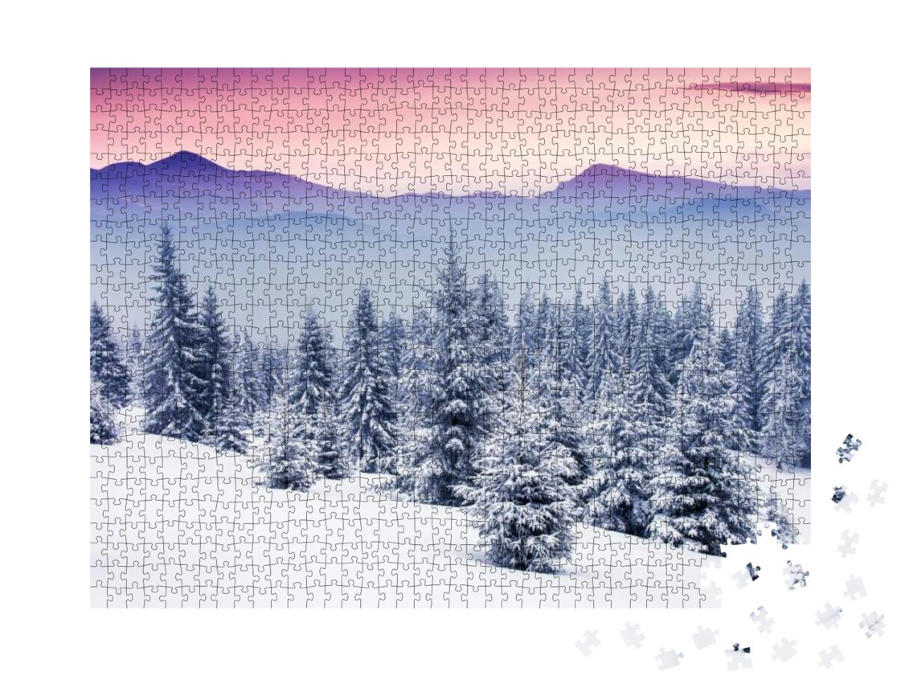 Puzzle 1000 Teile „Ruhige abendliche Winterlandschaft“