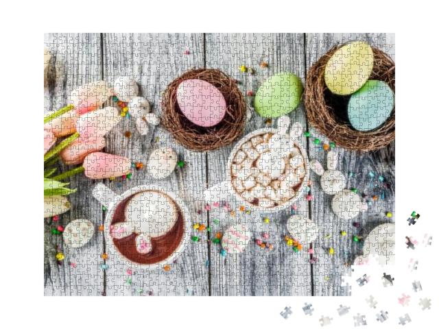 Puzzle 1000 Teile „Ostereier und Kakao“