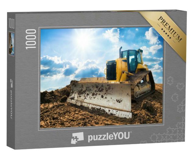 Puzzle 1000 Teile „Gelber Bagger auf neuer Baustelle vor dem blauen Himmel“