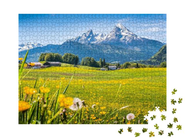 Puzzle 1000 Teile „Idyllische Landschaft in den Alpen, Berchtesgadener Land, Deutschland“