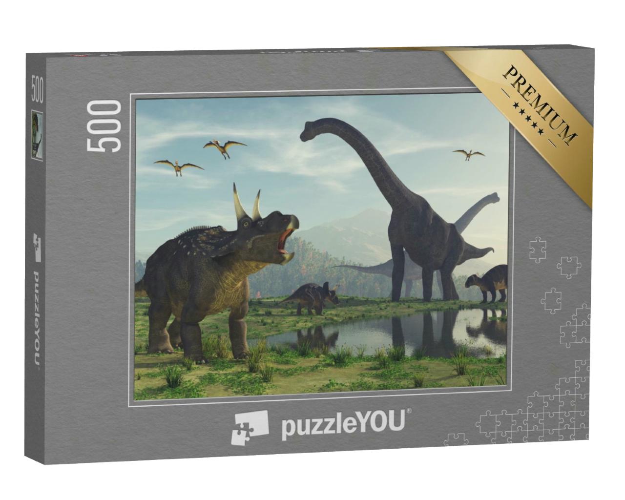 Puzzle 500 Teile „3D-Rendering: Dinosaurier“