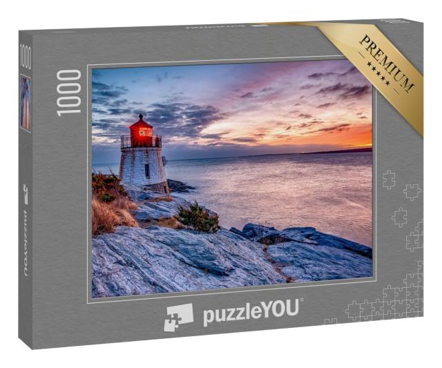 Puzzle 1000 Teile „Sonnenuntergang am Castle Hill Leuchtturm, Newport, Rhode Island“
