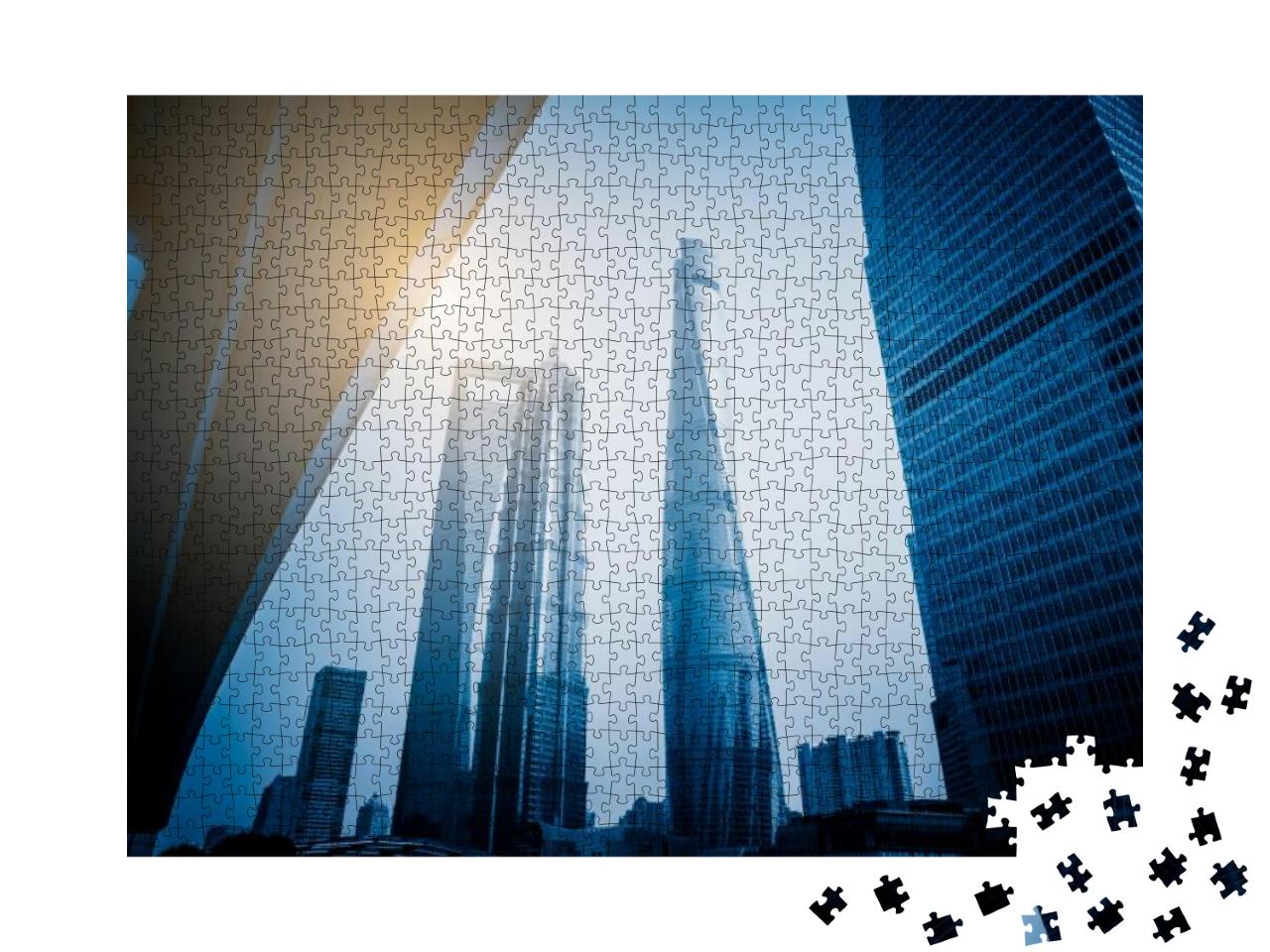 Puzzle 1000 Teile „Shanghai World Financial Center und Jin Mao Tower“