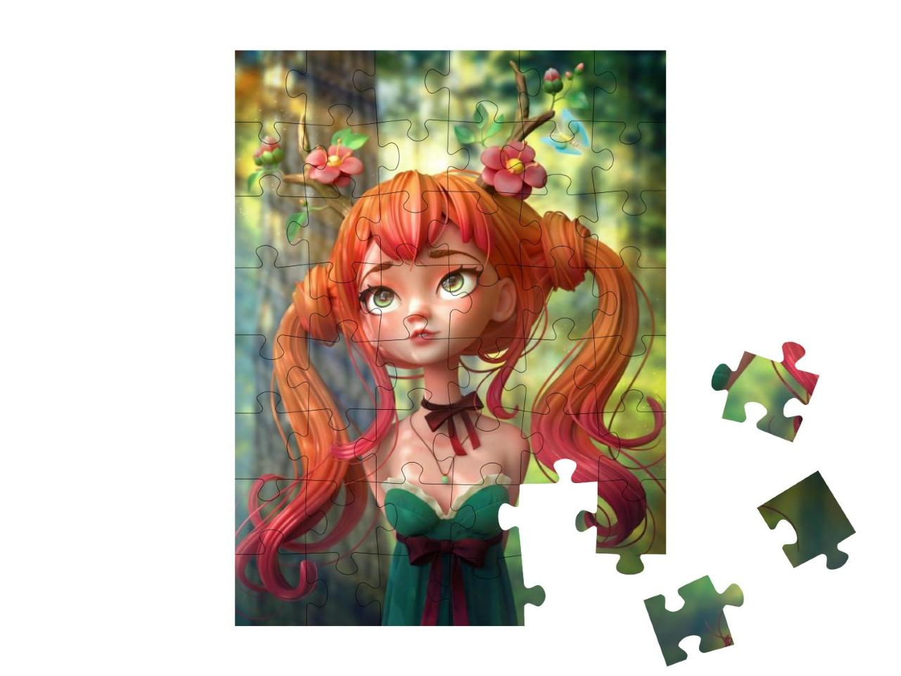 Puzzle 48 Teile „Digitale Kunst: Eine kleine Waldfee“