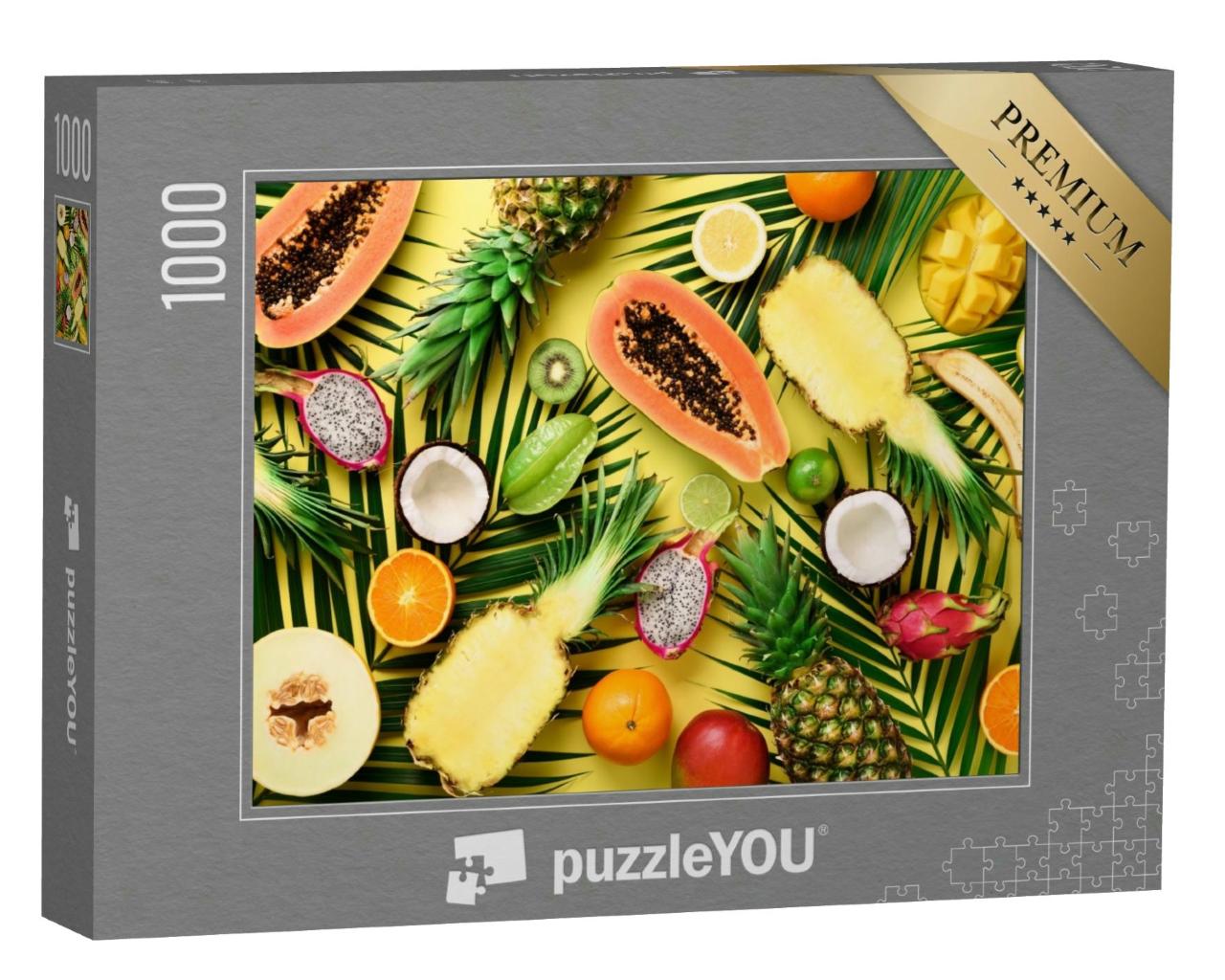 Puzzle 1000 Teile „Früchte und tropische Palmenblätter“