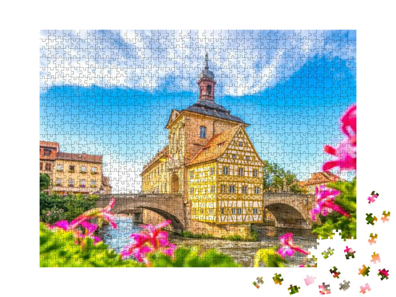 Puzzle 1000 Teile „Großartiger Blick auf das Rathaus von Bamberg, Deutschland“