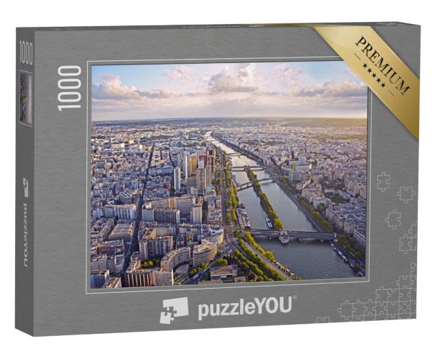 Puzzle 1000 Teile „Blick vom Eiffelturm: Paris am Abend“