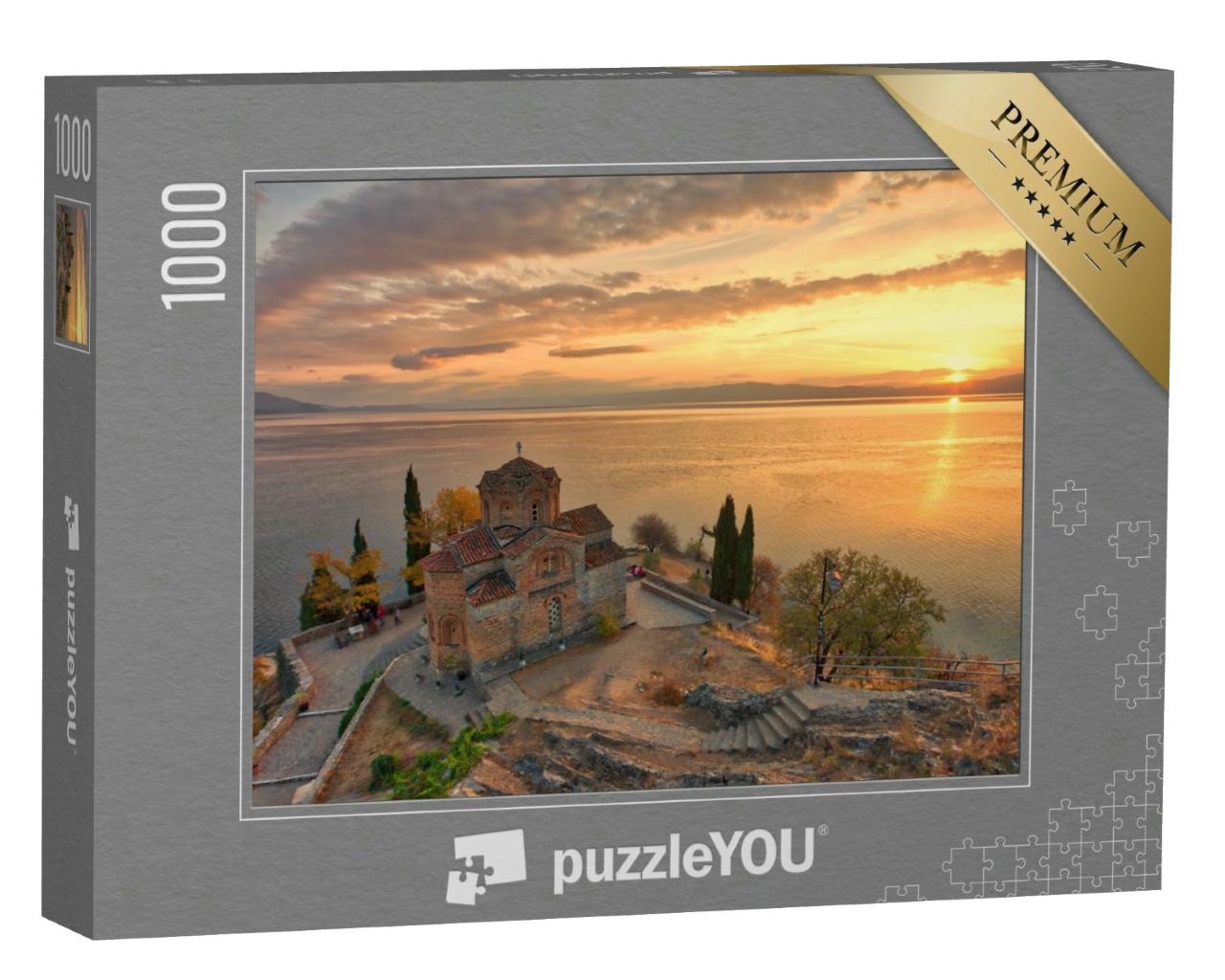 Puzzle 1000 Teile „Historische Kirche über dem Kaneo-Strand, Mazedonien“