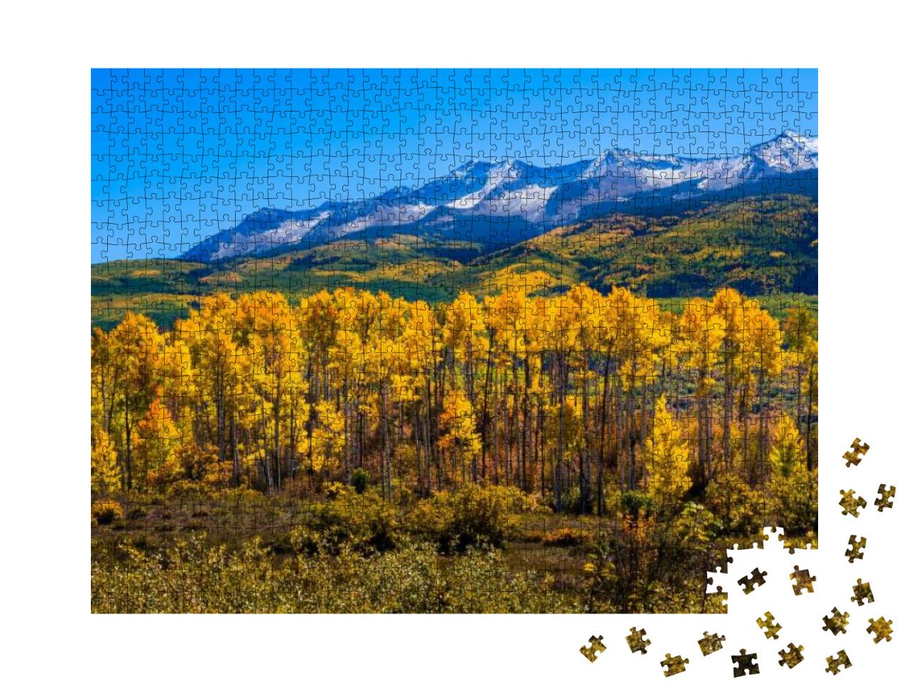 Puzzle 1000 Teile „Schönes Colorado mit Espenbäumen, Herbst“