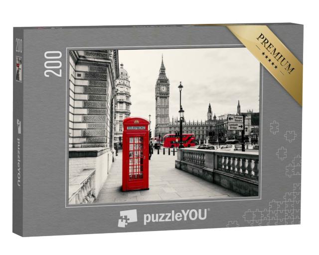Puzzle 200 Teile „Rote Telefonzelle: Londons Wahrzeichen, England“