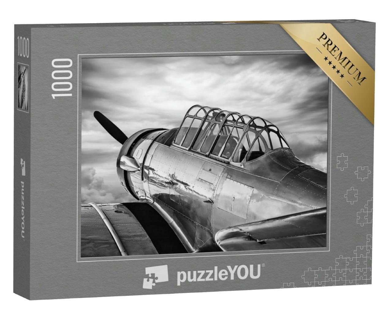 Puzzle 1000 Teile „Historisches Flugzeug über den Wolken“