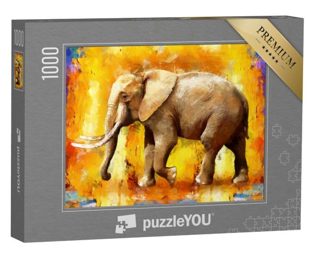 Puzzle 1000 Teile „Ölgemälde: detailgetreuer Elefant“