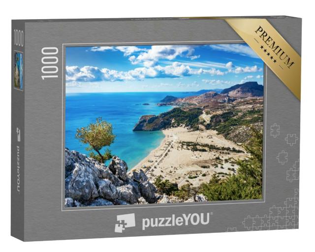 Puzzle 1000 Teile „Strand mit goldenem Sand: Tsambika, Rhodos, Griechenland“