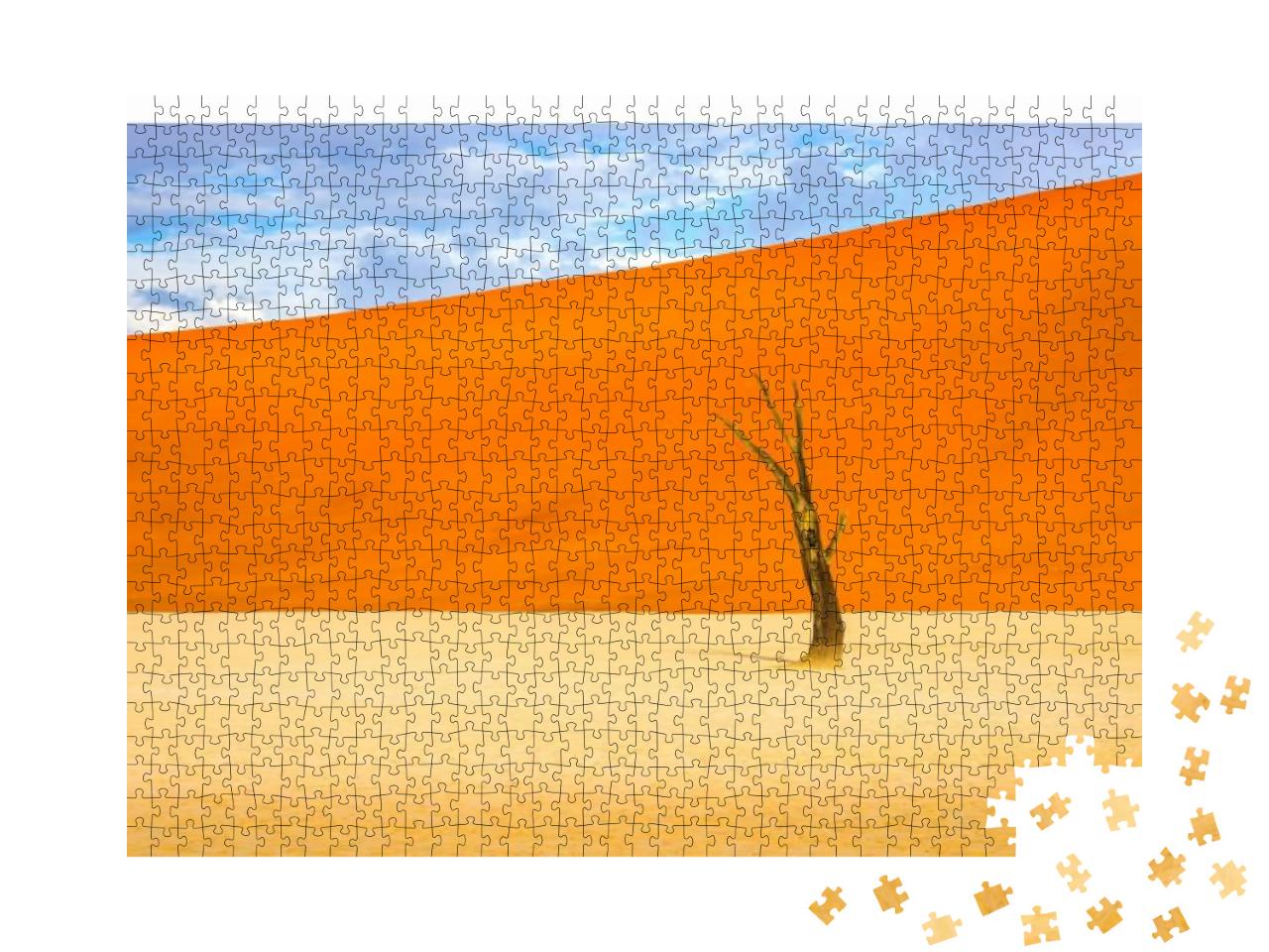 Puzzle 1000 Teile „Einsamer toter Baum in der orangefarbenen Sandwüste Sahara“