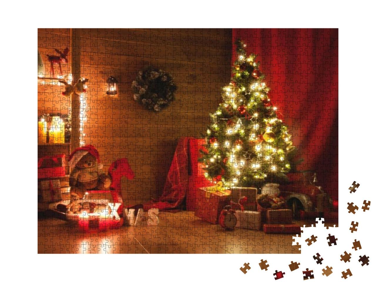 Puzzle 1000 Teile „Festlich geschmücktes Zimmer an Weihnachten“