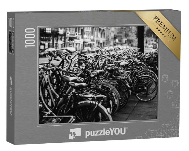 Puzzle 1000 Teile „Fahrräder in Amsterdam, schwarz-weiß“