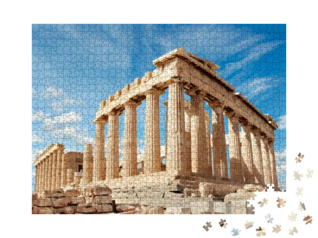 Puzzle 1000 Teile „Parthenon-Tempel an einem hellen Tag, Akropolis, Athen, Griechenland“