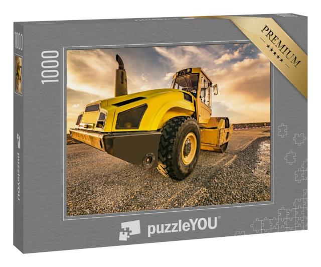 Puzzle 1000 Teile „Dampfwalze bei Straßenbauarbeiten“