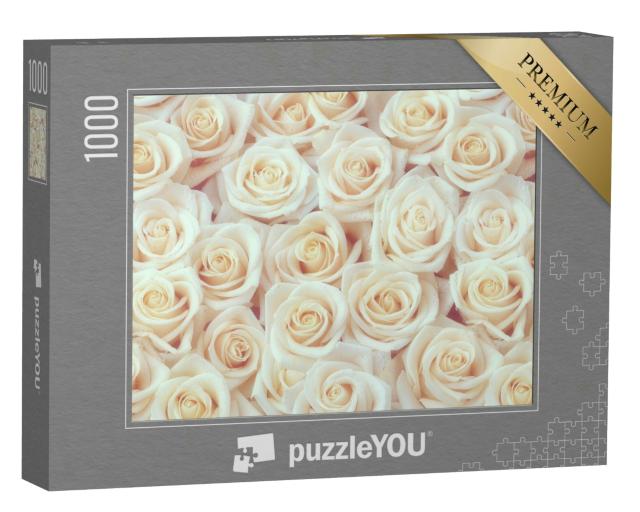 Puzzle 1000 Teile „Blüte an Blüte: Weiße Rosen“