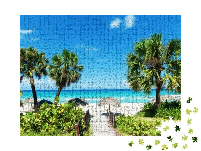 Puzzle 1000 Teile „Karibischer weißer Sandstrand“
