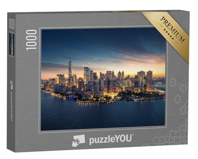 Puzzle 1000 Teile „Skyline von New York im Sonnenaufgang, New York, USA“
