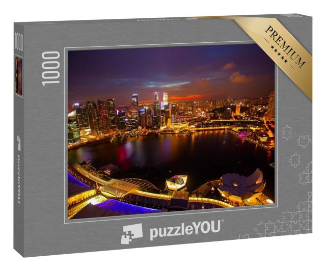 Puzzle 1000 Teile „Nächtliches Panorama von Singapur vom Dach des Marina Bay Hotels“