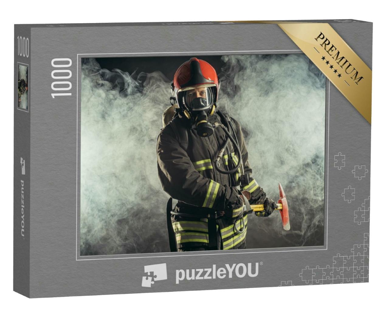 Puzzle 1000 Teile „Porträtstudie: Feuerwehrmann“