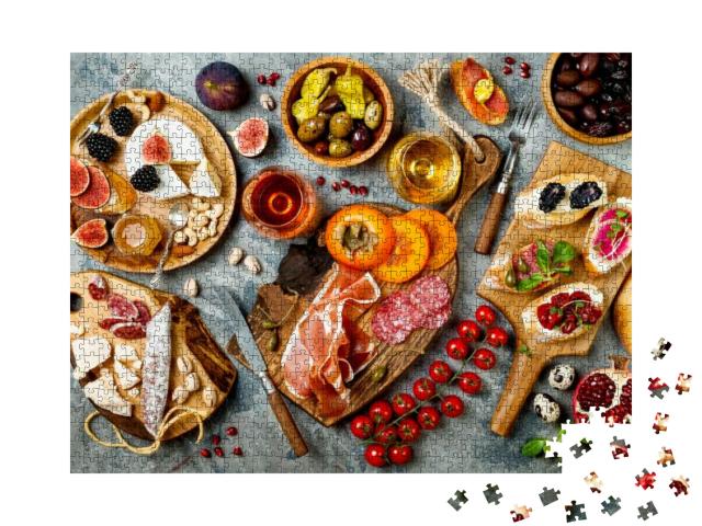 Puzzle 1000 Teile „Vorspeisentisch mit italienischen Antipasti“