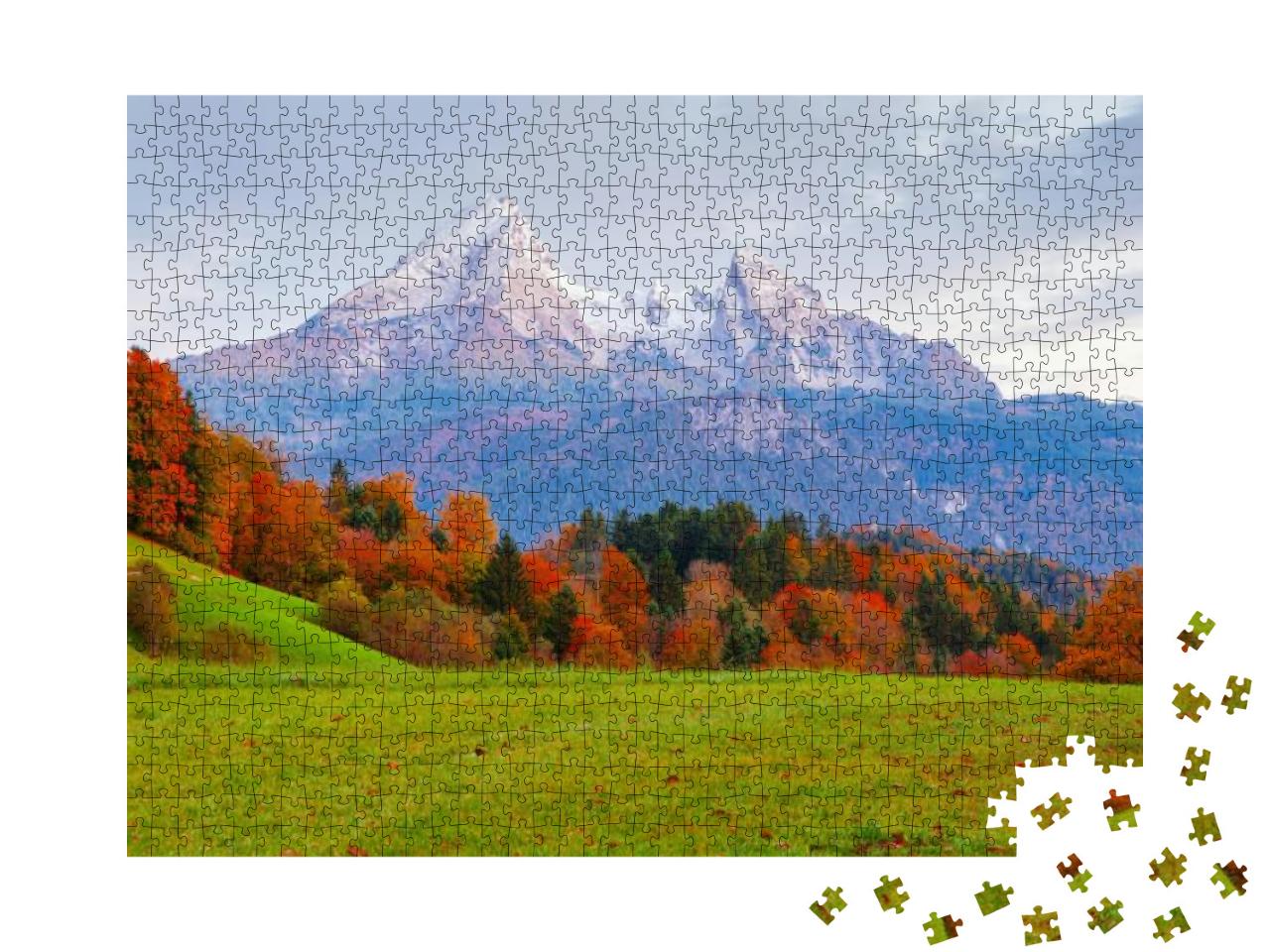 Puzzle 1000 Teile „Gebirgsmassiv Watzmann in schönen Herbstfarben, Deutschland“