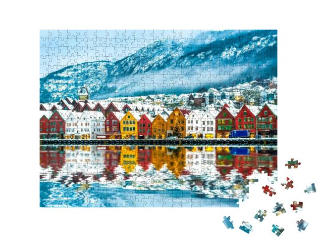 Puzzle 500 Teile „Blick auf Bergen, Norwegen“
