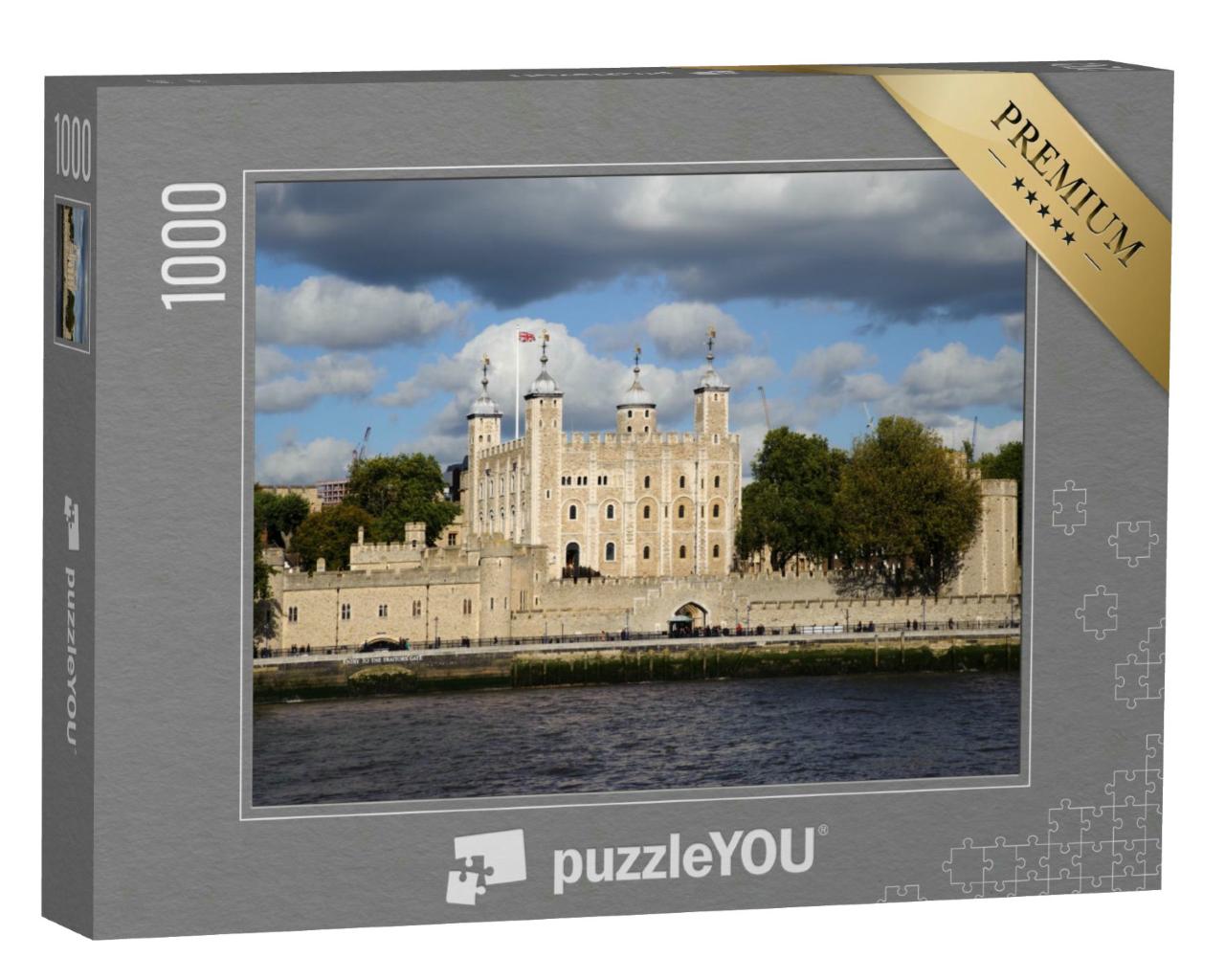 Puzzle 1000 Teile „Tower of London, Wahrzeichen, Themse, Fluss, bewölkter Himmel“