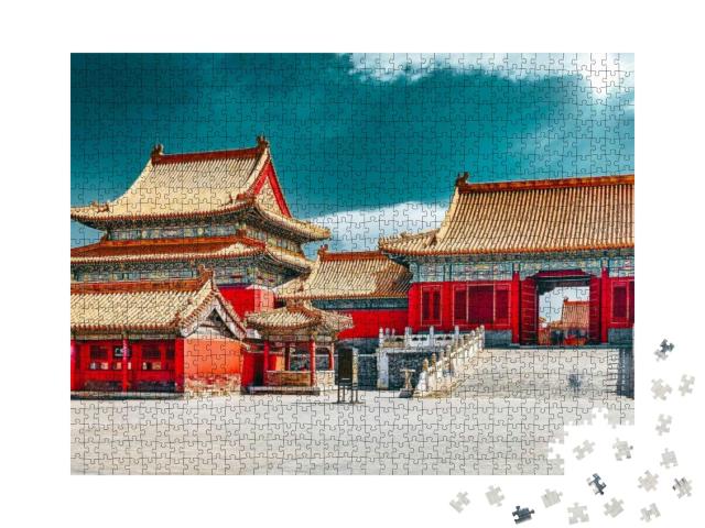 Puzzle 1000 Teile „Paläste, Pagoden auf dem Gelände des Museums der Verbotenen Stadt in Peking, China“