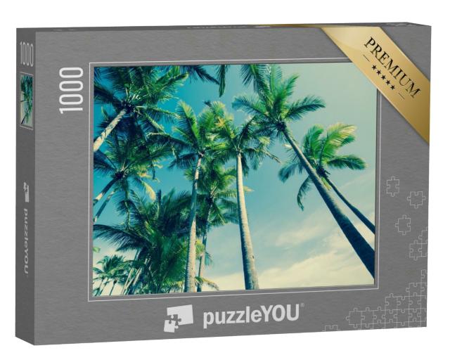 Puzzle 1000 Teile „Retro-Style: Tropische Palmen in sanfter Brise“