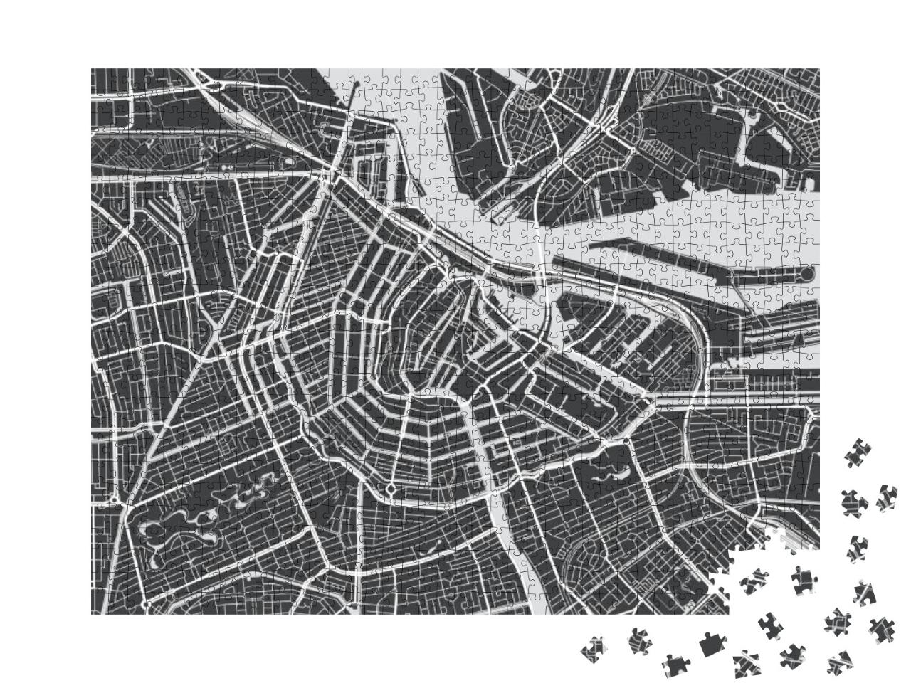 Puzzle 1000 Teile „Stilisierte Karte von Amsterdam“