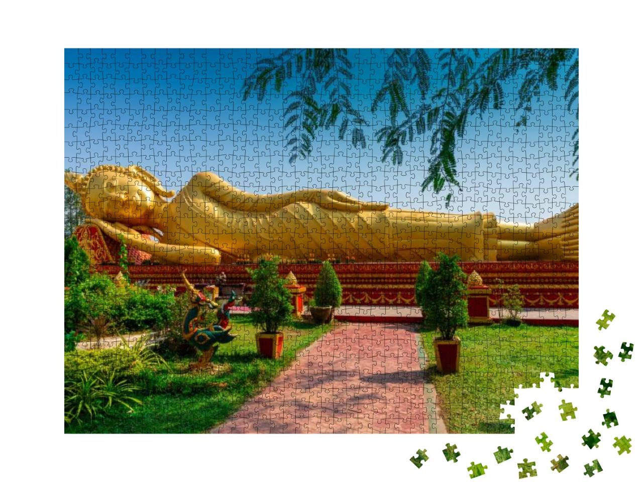 Puzzle 1000 Teile „Schlafender Buddha im Wat Pha That Luang, Vientiane, Laos“
