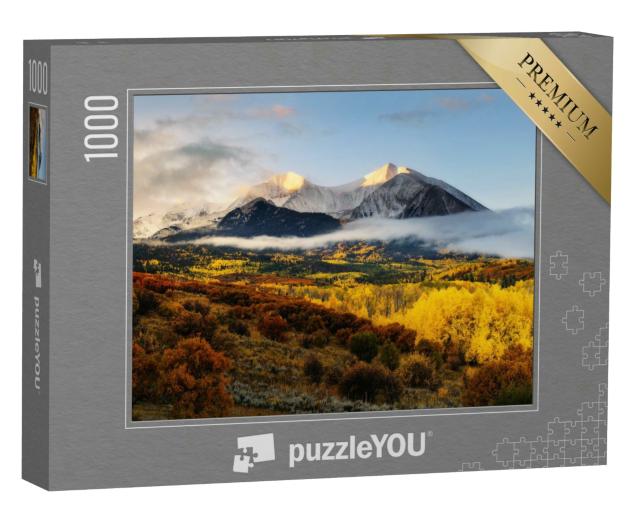 Puzzle 1000 Teile „Sonnenaufgang am Twin Mountain Blick auf Mount Sopris, Colorado“