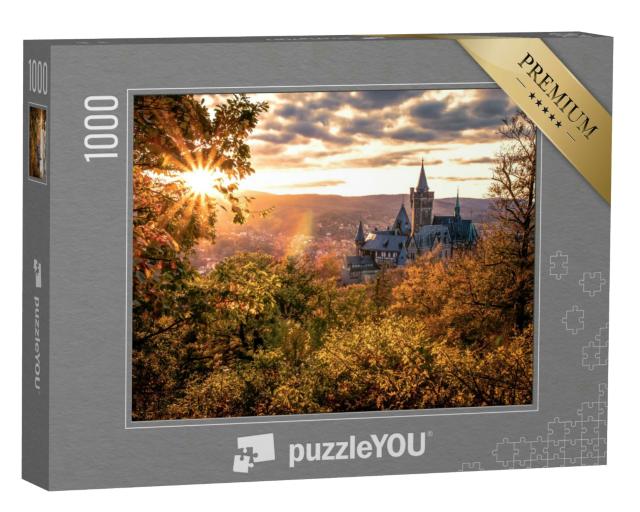 Puzzle 1000 Teile „Schloss Wernigerode im herbstlichen Sonnenuntergang“