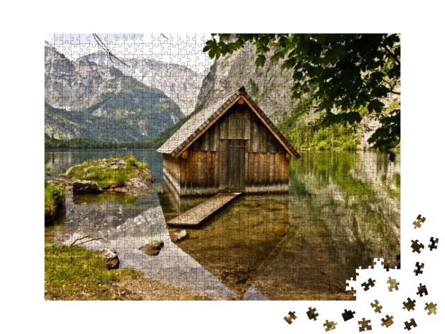 Puzzle 1000 Teile „Haus am See, Bayern, Deutschland“