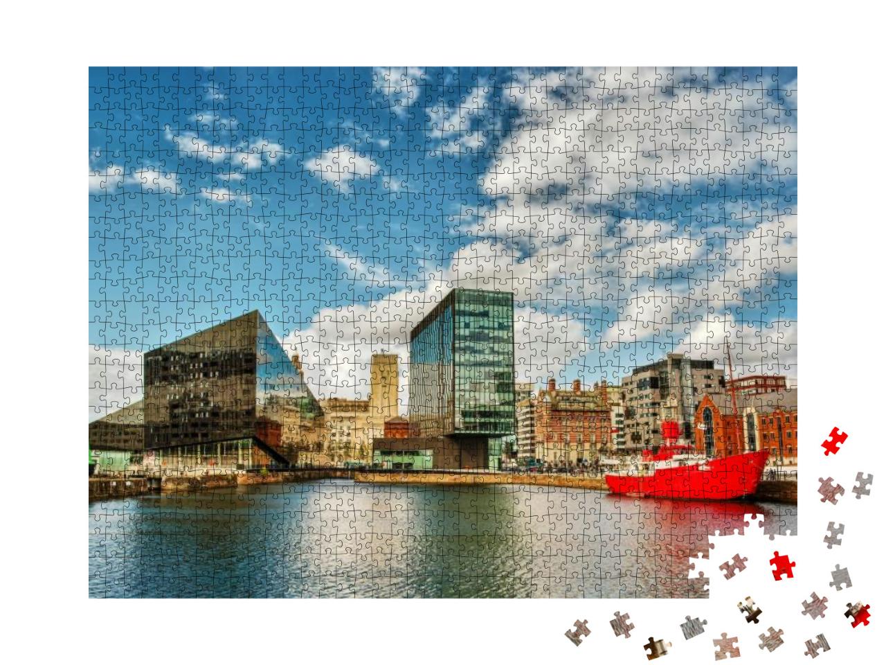 Puzzle 1000 Teile „Gebäude am Mersey in Liverpool, England“
